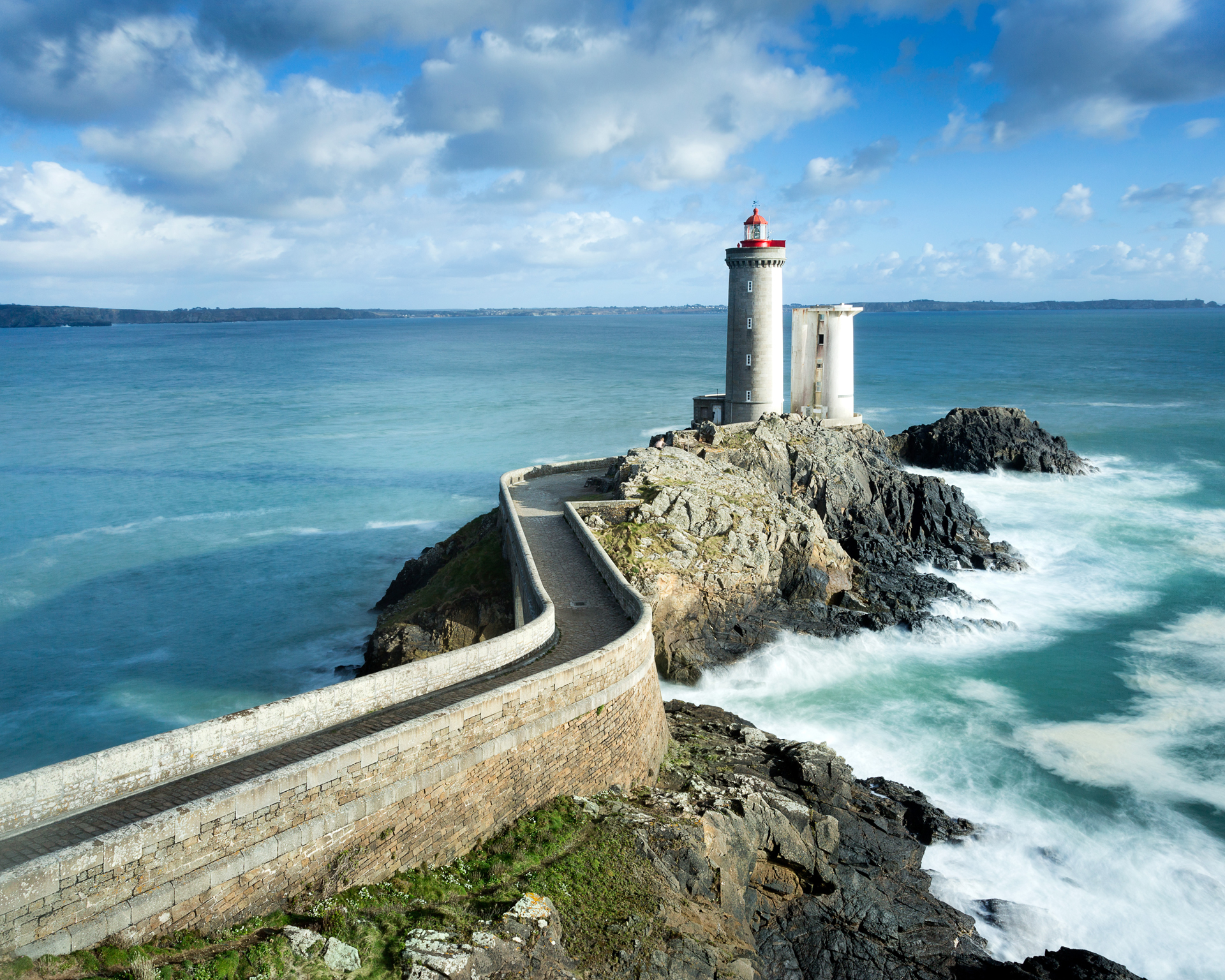 Brittany lighthouse way blue ocean