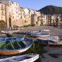 Sicily port fishers boats old town