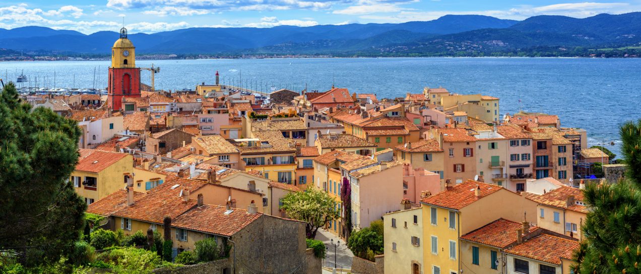 Cote d'azur colorful houses town