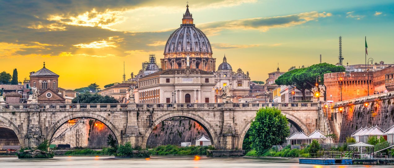 Italy Rome at sunset people on vacation