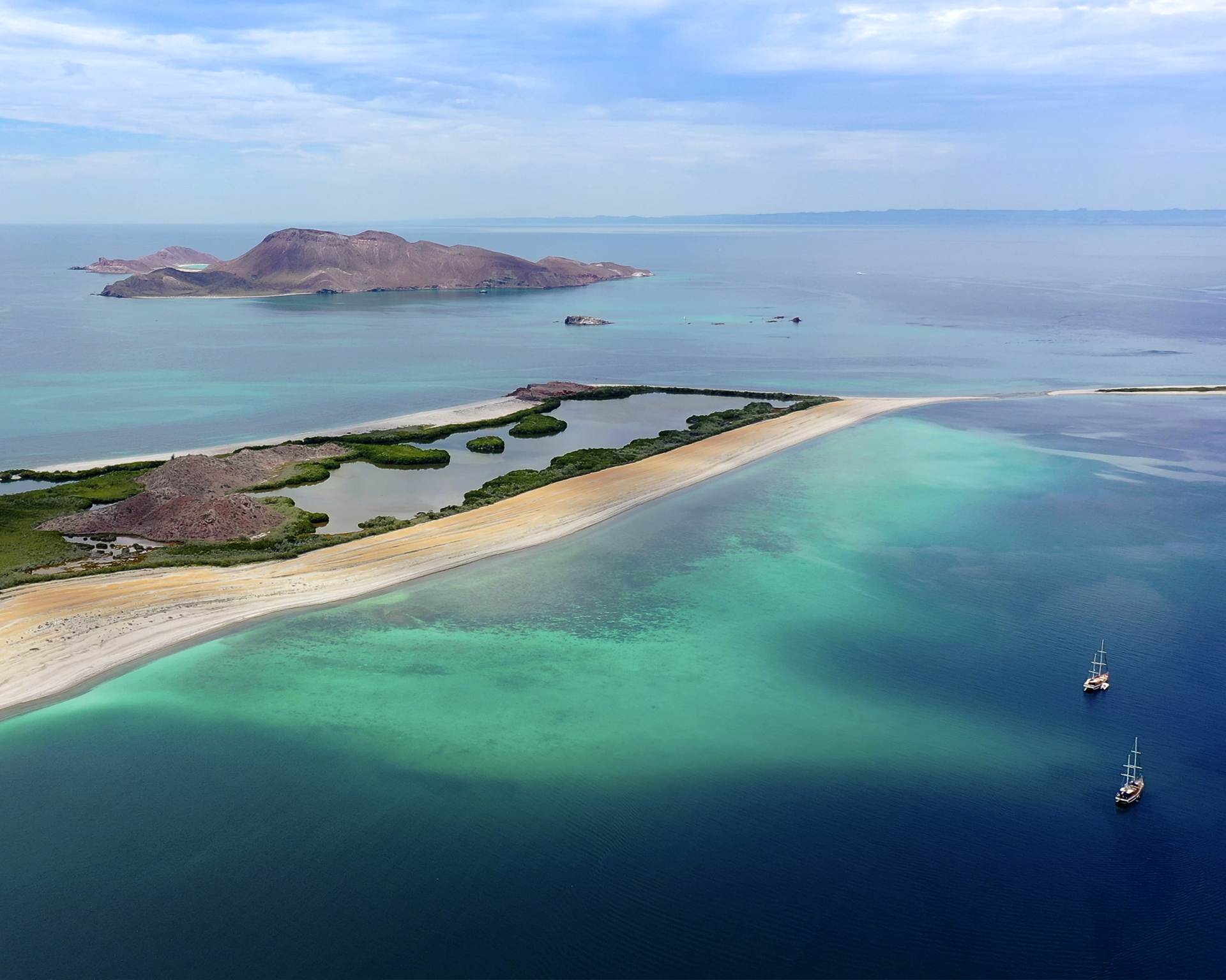 Mexico bay and island crystalline waters and yachts