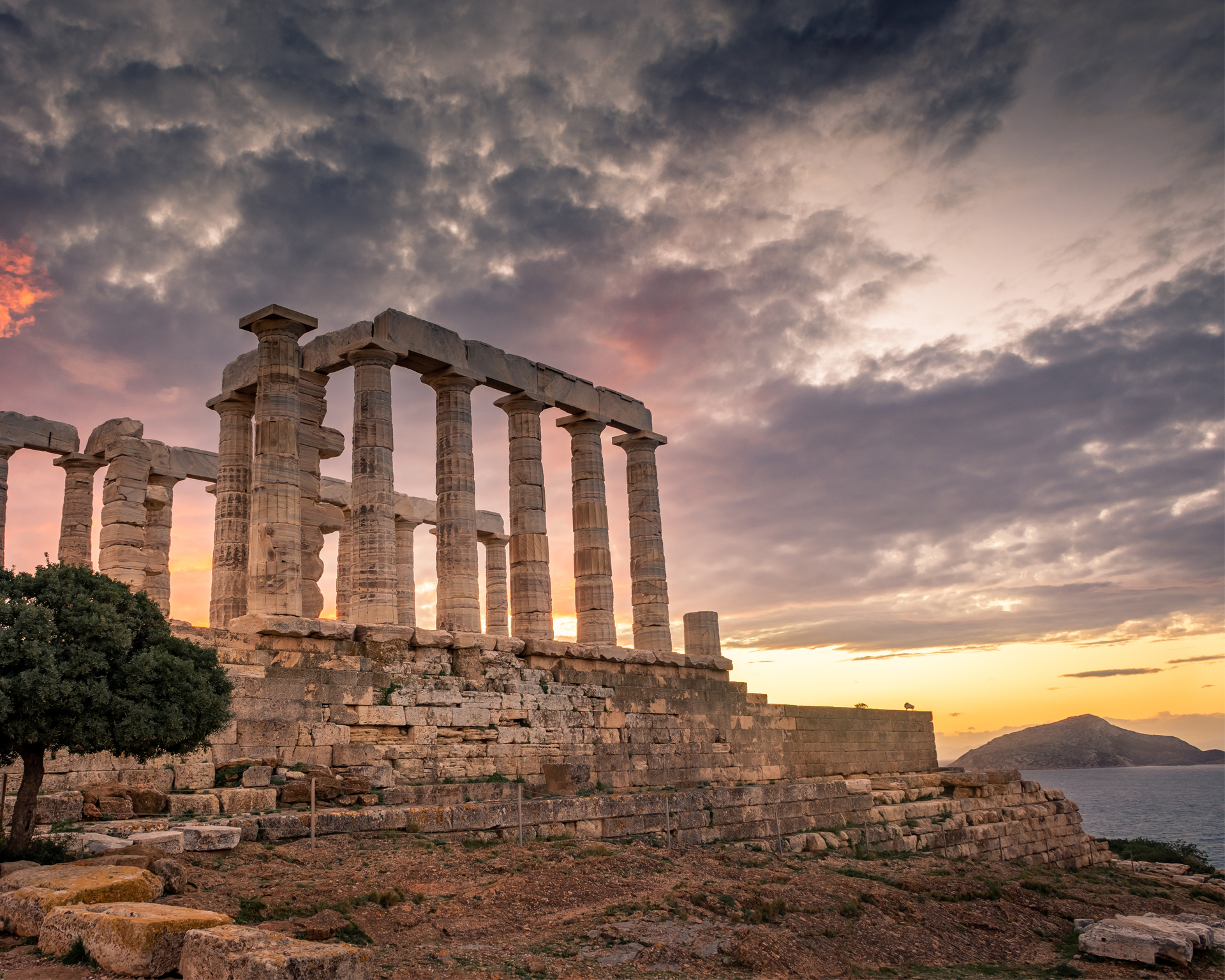 Lavrion ancient monument sunset paradise