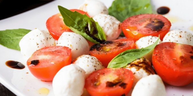 fresh mediterranean food tomato cheese basil