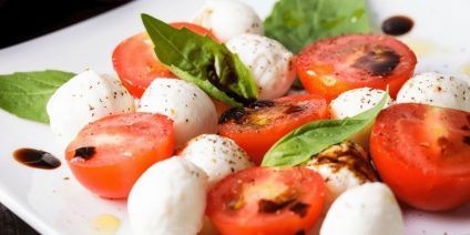 fresh mediterranean food tomato cheese basil