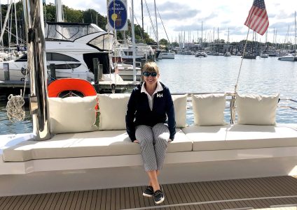 Christine on stern of boat