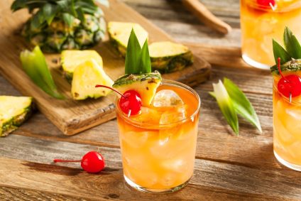 Mai Tai on a table with ingredients