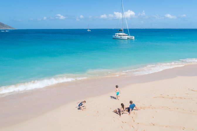 st martin beach with family sailing vacation